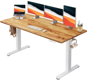 Electric Standing Desk, Whole Piece Desktop, Adjustable Height Computer Desk, 4 Height Memory Settings, Sit Stand Up Desk for Home Office, 60" x 24", Light Vintage Electric Standing Desk, Whole Piece Desktop, Adjustable Height Computer Desk, 4 Height Memory Settings, Sit Stand Up Desk for Home Office, 60" x 24", Light Vintage
