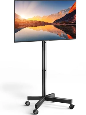 Rolling TV Stand for 2362 Inch TVs, Outdoor Mobile TV Cart Holds up to 99 lbs, Portable TV Stand on Wheels for Bedroom and Living Room, Max VESA 400x400mm, PSTVMC04B-B Rolling TV Stand for 2362 Inch TVs, Outdoor Mobile TV Cart Holds up to 99 lbs, Portable TV Stand on Wheels for Bedroom and Living Room, Max VESA 400x400mm, PSTVMC04B-B
