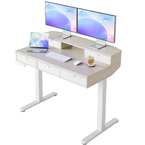 40 x 24 Inch Electric Standing Desk with 4 Drawers, Natural 40 x 24 Inch Electric Standing Desk with 4 Drawers, Natural