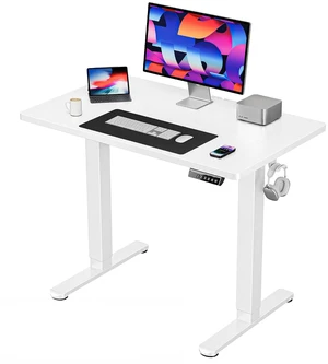 40x24 Inch Electric Standing Desk, Height Adjustable, White 40x24 Inch Electric Standing Desk, Height Adjustable, White