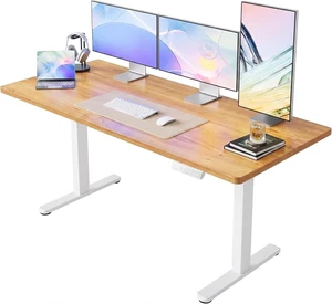 63x28 Inch Electric Standing Desk, Adjustable, Light Vintage Brown 63x28 Inch Electric Standing Desk, Adjustable, Light Vintage Brown