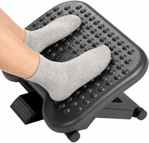 Under Desk Foot Rest, 17.1" Massage Footrest, Adjustable and Tilt Under Desk Foot Rest, 17.1" Massage Footrest, Adjustable and Tilt