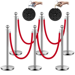 Silver Stanchions and Velvet Ropes, 5 Feet Ropes and 39 Inch Posts Silver Stanchions and Velvet Ropes, 5 Feet Ropes and 39 Inch Posts