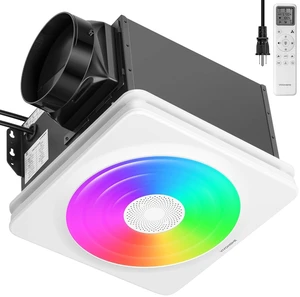 Bathroom Exhaust Fan with Light, 240 CFM 6-Speed, RGB & Speaker Bathroom Exhaust Fan with Light, 240 CFM 6-Speed, RGB & Speaker