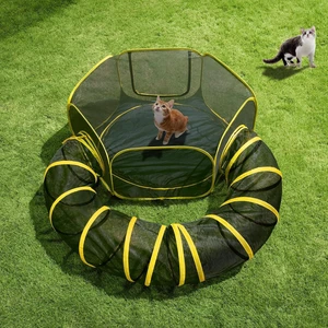 Outdoor Cat Enclosure 2-in-1, w/Cat Tent, Circle Playpen Tunnel Outdoor Cat Enclosure 2-in-1, w/Cat Tent, Circle Playpen Tunnel