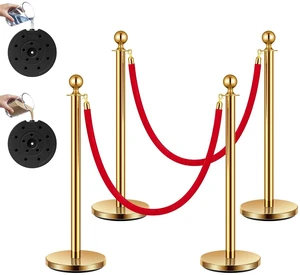 Gold Stanchions and Velvet Ropes, 5 Feet Ropes and 39 Inch Posts Gold Stanchions and Velvet Ropes, 5 Feet Ropes and 39 Inch Posts