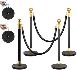 Black Stanchions and Velvet Ropes, 5 Feet Ropes and 39 Inch Posts Black Stanchions and Velvet Ropes, 5 Feet Ropes and 39 Inch Posts