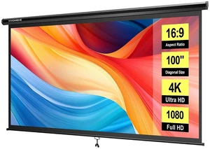 100 Inch 16:9 Pull Down Projector Screen, Black 100 Inch 16:9 Pull Down Projector Screen, Black