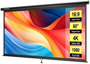 80 Inch 16:9 Pull Down Projector Screen, Black 80 Inch 16:9 Pull Down Projector Screen, Black