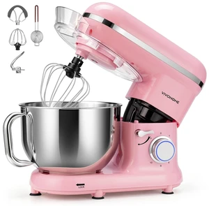 Stand Mixer, 6-Quart Tilt-Head Kitchen Mixer with Bowl, Pink Stand Mixer, 6-Quart Tilt-Head Kitchen Mixer with Bowl, Pink