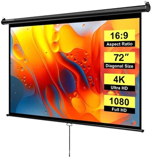 72 Inch 16:9 Pull Down Projector Screen, Black 72 Inch 16:9 Pull Down Projector Screen, Black