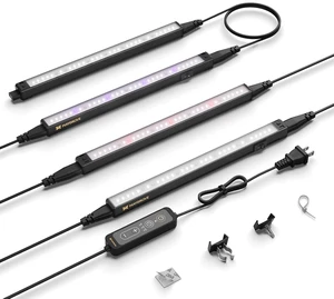 Plant Grow Light 1ft, Tunable Full Spectrum LED Grow Light Strips 28W (4 x 7W), T5 Growing Lamp with Timer & Dimming Controller for Indoor Plants, Greenhouse, High PPFD, 4-Pack Plant Grow Light 1ft, Tunable Full Spectrum LED Grow Light Strips 28W (4 x 7W), T5 Growing Lamp with Timer & Dimming Controller for Indoor Plants, Greenhouse, High PPFD, 4-Pack