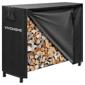 4 ft Heavy Duty Firewood Rack Outdoor with Cover, Black 4 ft Heavy Duty Firewood Rack Outdoor with Cover, Black