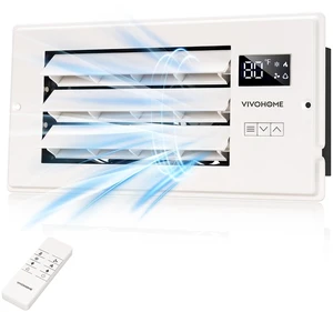 Register Booster Fan - 4'' x 10'' Opening with Adjustable Louver | Smart Thermostat & 10-Speed Remote Control - AC Vent Fan for Floor, Ceiling, Wall - Quiet Operation (White) Register Booster Fan - 4'' x 10'' Opening with Adjustable Louver | Smart Thermostat & 10-Speed Remote Control - AC Vent Fan for Floor, Ceiling, Wall - Quiet Operation (White)