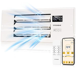 Register Booster Fan - 4'' x 12'' Opening with Adjustable Louver | Smart Thermostat & 10-Speed WIFI App Control - AC Vent Fan for Floor, Ceiling, Wall - Quiet Operation (White) Register Booster Fan - 4'' x 12'' Opening with Adjustable Louver | Smart Thermostat & 10-Speed WIFI App Control - AC Vent Fan for Floor, Ceiling, Wall - Quiet Operation (White)