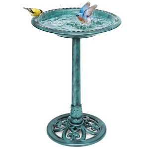 Bird Bath for Outside, Polyresin Pedestal Birdbath, Green Bird Bath for Outside, Polyresin Pedestal Birdbath, Green