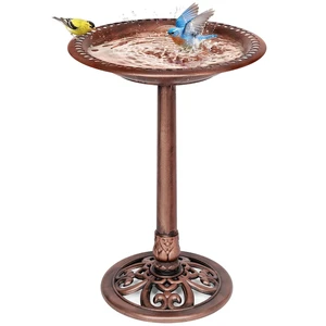 Bird Bath for Outside, Polyresin, Pedestal, Antique Bronze Bird Bath for Outside, Polyresin, Pedestal, Antique Bronze