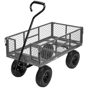 Heavy Duty 880 Lbs Capacity Mesh Steel Garden Cart Folding Utility Wagon with Removable Sides and 4.10/3.50-4" Wheels 10 inch Tire (Grey) Heavy Duty 880 Lbs Capacity Mesh Steel Garden Cart Folding Utility Wagon with Removable Sides and 4.10/3.50-4" Wheels 10 inch Tire (Grey)