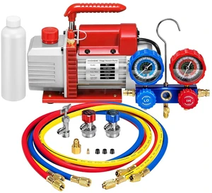 1/4 HP 3.5CFM 1 Stage AC Vacuum Pump and R134a Manifold Gauge Set 1/4 HP 3.5CFM 1 Stage AC Vacuum Pump and R134a Manifold Gauge Set