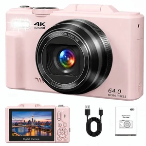Compact Photography Camera, 4K Digital Vlogging Camera for YouTube and Travel, 3" 180° Flip Screen, 18X Digital Zoom, Includes 2 Batteries