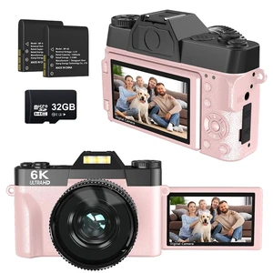 Digital Camera, 6K Digital Cameras with 16X Zoom for Photography, 180° Flip Screen, WiFi, 2 Batteries with 52mm Wide Angle & Macro Lenses Digital Camera, 6K Digital Cameras with 16X Zoom for Photography, 180° Flip Screen, WiFi, 2 Batteries with 52mm Wide Angle & Macro Lenses