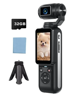 80MP Digital Vlogging Camera, 4K YouTube Camera with 2.2" Rotatable Touchscreen, 330° Rotating Lens, WiFi Face Tracking, Portable Vlog Cameras with 32GB TF Card