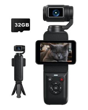 Portable 4K YouTube Camera, 80MP Digital Vlogging Cameras with 2.2" Rotatable Touchscreen, 330° Rotating Lens, WiFi and Face Tracking, Travel Camera for Content Creation