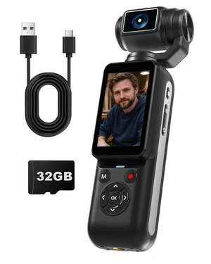 Vlog Cameras for Content Creators, 4K 80MP Digital Camera with 330° Rotating Lens, 2.2'' Touchscreen, WiFi and Face Tracking, Portable YouTube Cameras
