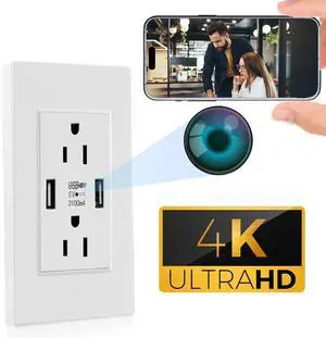 Aiacmea WIFI Mini Camera 1080P HD AC Wall Socket Home Security Cam Video Recorder with Motion Detection,Cloud Storage,2 Plug Outlets & 2 USB Ports,Indoor Surveillance Camera for