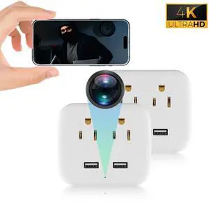 Aiacmea WiFi Mini Camera 1080P HD  Wall Outlet Camera with Motion Detection, Cloud & SD Storage, Dual AC Plug Outlets & USB Charging Ports  Indoor Monitoring for Home, Office, and More