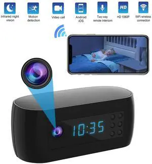 1080P Mini Camera Clock HD Alarm Clock WIFI Surveillance Home Camera with Night Vision Motion Detection