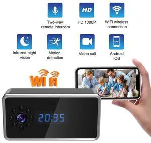 Mini Alarm Clock Camera Full HD Video 1080P Wireless Wifi Control Infrared Night Vision Home Surveillance Monitor Camera