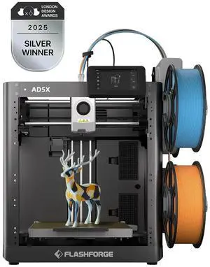 Flashforge AD5X 3D Printer, Multi-Color Printer with Display Screen, 600mm/s High Speed, 1 Count, Black
