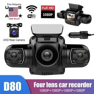 4 Lens Car DVR Dash Cam Video Recorder G-Sensor 1080P Front Side Inside Camera