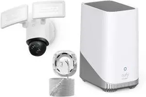 eufy Outdoor Floodlight Camera E340 20ft AC Cable 360° PTZ Dual Cam HomeBase 3