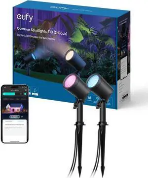 eufy Outdoor Spotlights E10 Smart AI RGBWW LED Landscape Light w/ Alexa (Wired)
