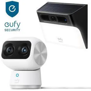 eufy S350 4K Indoor Security Camera PTZ Dual Cameras +2K Solar Wall Light Camera