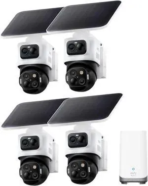 eufy eufyCam S4 Solar Camera Wireless Outdoor Triple Lens Bullet-PTZ Cam 4-Cam K