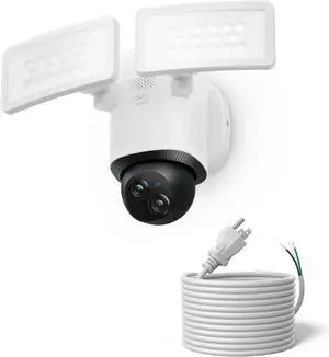 eufy Outdoor Floodlight Security Camera E340 with20ft AC Cable 360° PTZ Dual Cam