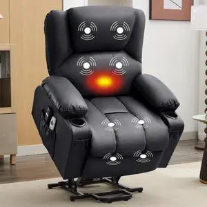 JONPONY Power Lift Recliner Chair Recliners for Elderly with Heat and Massage Recliner Chair for Living Room with Infinite Position and Side Pocket,USB Charge Port Regular-Black JONPONY Power Lift Recliner Chair Recliners for Elderly with Heat and Massage Recliner Chair for Living Room with Infinite Position and Side Pocket,USB Charge Port Regular-Black