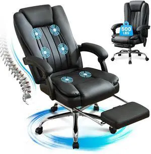 JONPONY Big and Tall Office Chair 500LBS Executive Office Chair Massage and Footrest Ergonomic Computer Desk Chair Reclining High Back Leather Office Chair Lumbar Back Support Swivel Rolling JONPONY Big and Tall Office Chair 500LBS Executive Office Chair Massage and Footrest Ergonomic Computer Desk Chair Reclining High Back Leather Office Chair Lumbar Back Support Swivel Rolling