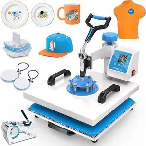 Horgelu 5 in 1 Heat Press Machine 15x15 Inch Heat Transfer Machine 360-Degree Swing Away Multifunction Digital Sublimation Combo Heat Press for T Shirt Mug Hat Plate for Commercial Home 110V Horgelu 5 in 1 Heat Press Machine 15x15 Inch Heat Transfer Machine 360-Degree Swing Away Multifunction Digital Sublimation Combo Heat Press for T Shirt Mug Hat Plate for Commercial Home 110V