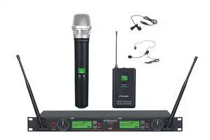 GTDaudio 2x800 Channel UHF Diversity Wireless Hand-held/Lavaliere/Headset Microphone Mic System (1 Hand held & 1 Lavaliere Mic) 733HL GTDaudio 2x800 Channel UHF Diversity Wireless Hand-held/Lavaliere/Headset Microphone Mic System (1 Hand held & 1 Lavaliere Mic) 733HL