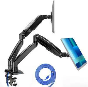 HUANUO Dual Monitor Stand for 13 to 35 inch,Premium Dual Monitor Mount with USB,Height Adjustable Monitor Stand for 2 Monitors,VESA Mount with Clamp/Grommet Base,Each Arm Hold up to 26.4lbs(Black) HUANUO Dual Monitor Stand for 13 to 35 inch,Premium Dual Monitor Mount with USB,Height Adjustable Monitor Stand for 2 Monitors,VESA Mount with Clamp/Grommet Base,Each Arm Hold up to 26.4lbs(Black)