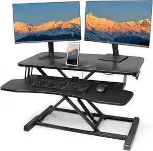 32 inch Standing Desk Converter, Height Adjustable Sit Stand Riser for Home Office,Stand Up Desk Riser, Quick Sit to Stand Tabletop with Keyboard Tray,Black 32 inch Standing Desk Converter, Height Adjustable Sit Stand Riser for Home Office,Stand Up Desk Riser, Quick Sit to Stand Tabletop with Keyboard Tray,Black
