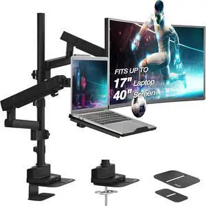 AVLT Laptop & 40 Inch Monitor Arm Pole Top Mount With USB-C USB-A Ports-Black, VESA Compatible, Supports 26.4 lbs (12 kg), Ultrawide Screen Fit, Adjustable Height, Tilt Swivel Rotate, Cable Management AVLT Laptop & 40 Inch Monitor Arm Pole Top Mount With USB-C USB-A Ports-Black, VESA Compatible, Supports 26.4 lbs (12 kg), Ultrawide Screen Fit, Adjustable Height, Tilt Swivel Rotate, Cable Management