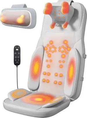 Rainwolf Shiatsu Neck and Back Massage Cushion with Heat - 4D Deep Tissue Kneading Full-Back Massager for Relief Stress, Adjustable Intensity & Height, for Office Chair & Home Rainwolf Shiatsu Neck and Back Massage Cushion with Heat - 4D Deep Tissue Kneading Full-Back Massager for Relief Stress, Adjustable Intensity & Height, for Office Chair & Home