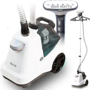 SALAV Heavy Duty Commercial Full-Size Garment Steamer with Foot Pedals and Extra Large 3L (101.5 oz) Water Tank, 1800 watts, 90+min of Continuous Steam (White) SALAV Heavy Duty Commercial Full-Size Garment Steamer with Foot Pedals and Extra Large 3L (101.5 oz) Water Tank, 1800 watts, 90+min of Continuous Steam (White)