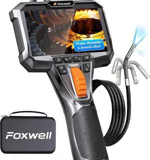 FOXWELL Dual Lens Articulating Borescope, 0.25in Slim 220° Two-Way Endoscope Camera with LED Light, IPS HD Screen, IP67 Waterproof Snake Camera for Automotive, Pipe, Wall & Engine Inspection 5.25FT FOXWELL Dual Lens Articulating Borescope, 0.25in Slim 220° Two-Way Endoscope Camera with LED Light, IPS HD Screen, IP67 Waterproof Snake Camera for Automotive, Pipe, Wall & Engine Inspection 5.25FT