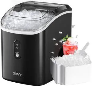 Nugget Ice Maker Countertop, Silonn Chewable Pellet Ice Machine with Self-Cleanin Function, 33lbs/24H Portable Ice Makers for Home Kitchen Officce, Black Nugget Ice Maker Countertop, Silonn Chewable Pellet Ice Machine with Self-Cleanin Function, 33lbs/24H Portable Ice Makers for Home Kitchen Officce, Black